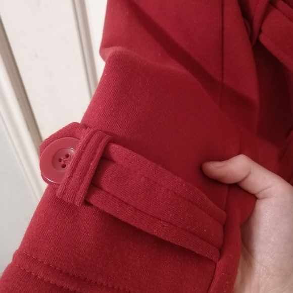 Red Pea Coat with waist strap - Picture 2 of 4
